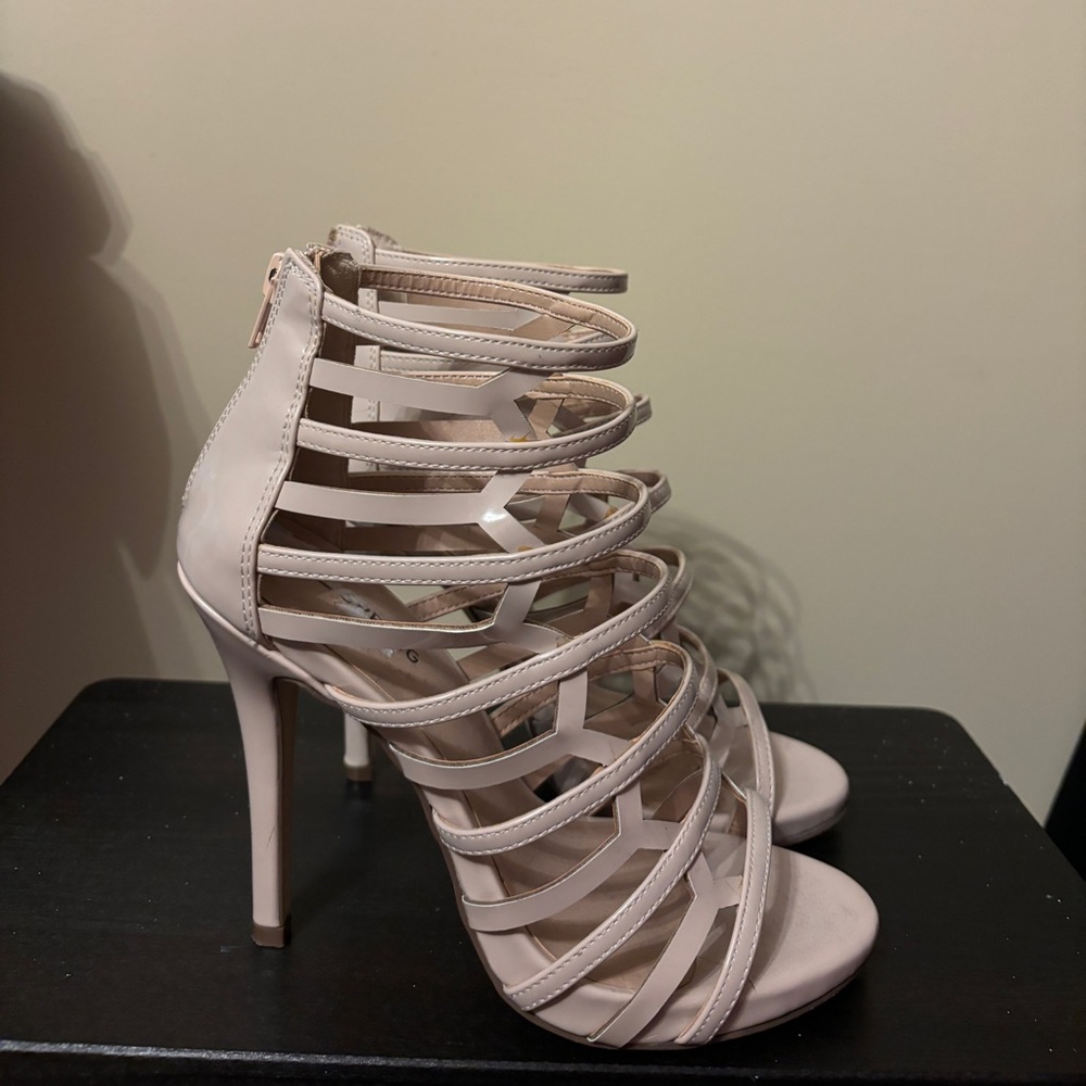 Nude strapy heels